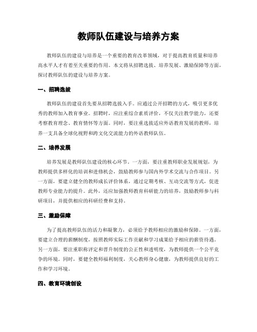 教师队伍建设与培养方案