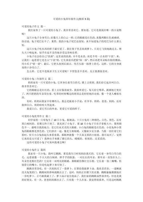 可爱的小兔四年级作文(精彩5篇)