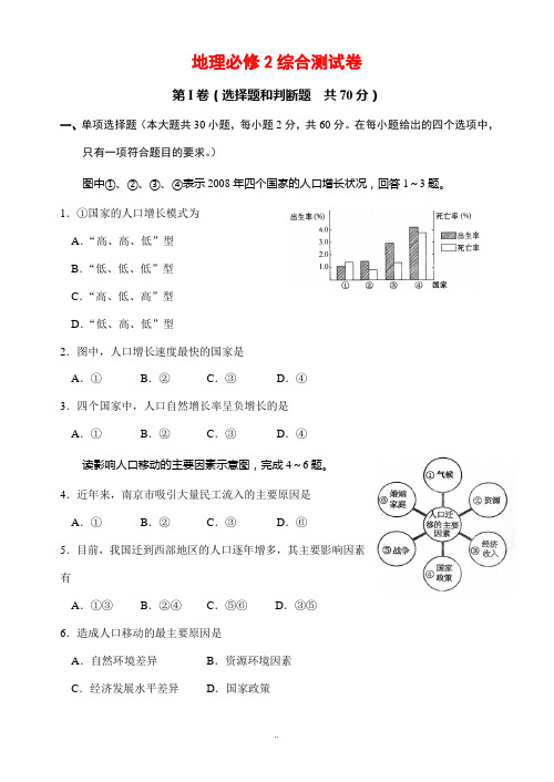 高中地理综合测试卷鲁教版必修2