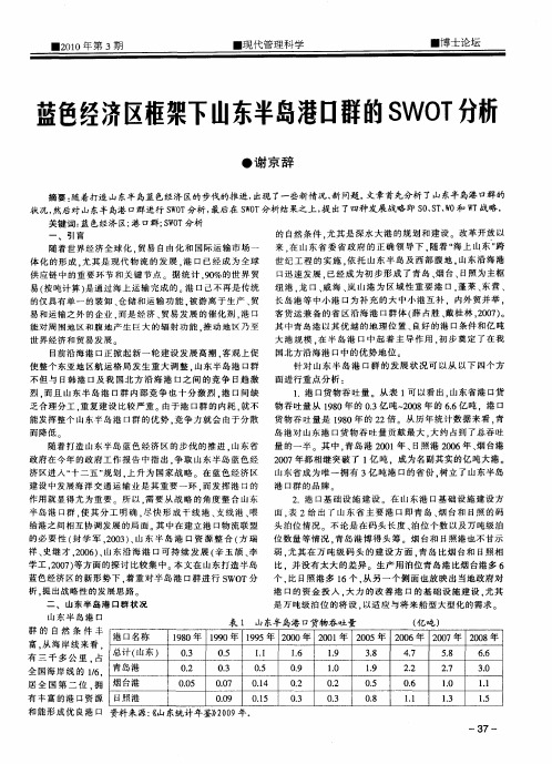 蓝色经济区框架下山东半岛港口群的SWOT分析