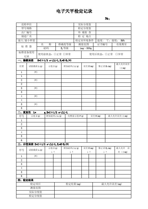 电子天平检定记录