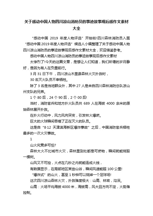 关于感动中国人物四川凉山消防员的事迹故事观后感作文素材大全