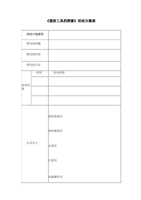 (完整版)综合实践活动表格