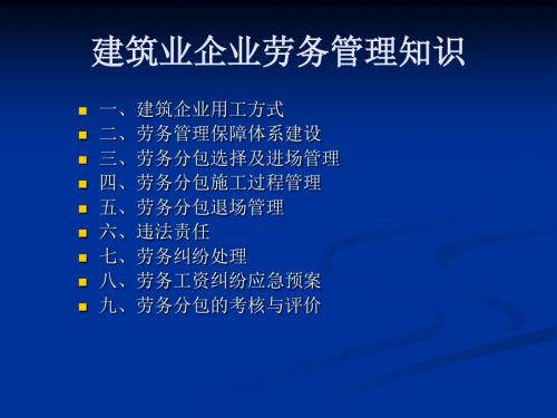 建筑业企业劳务管理知识(PPT)