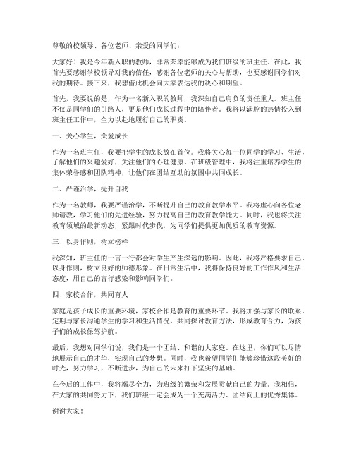 新入职教师带班主任发言稿