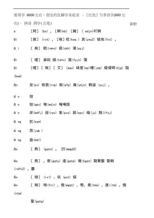 《新华字典》拼音汉字表