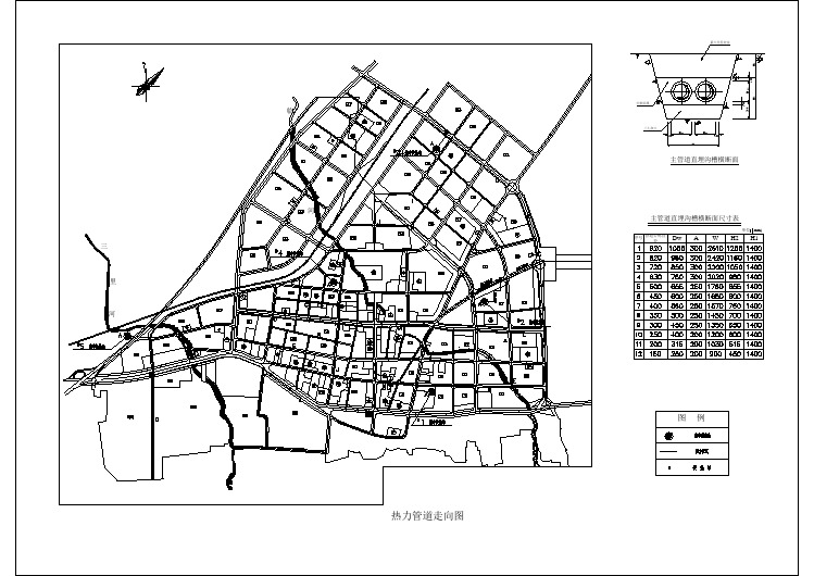 某地区大型小区供暖管道走向设计图