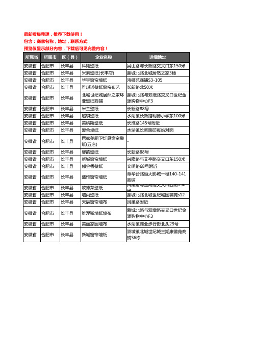 新版安徽省合肥市长丰县墙布企业公司商家户名录单联系方式地址大全20家