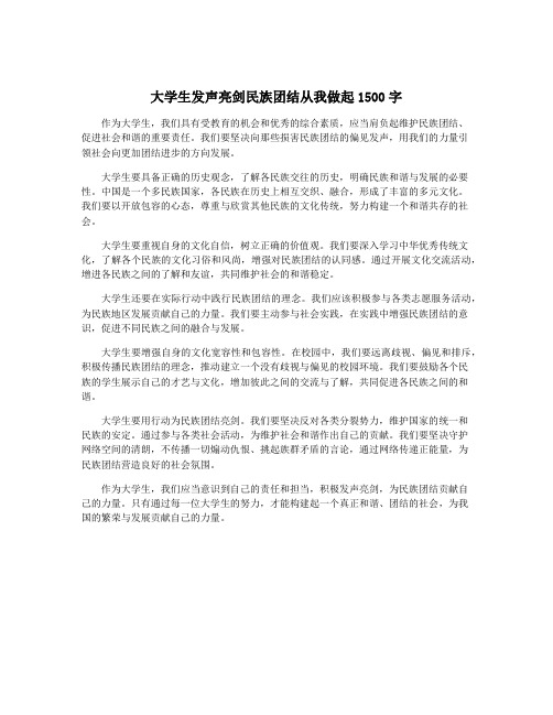 大学生发声亮剑民族团结从我做起1500字