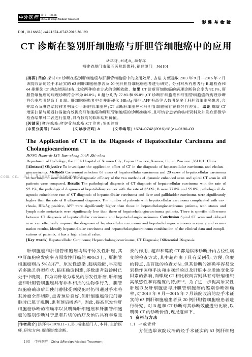 CT 诊断在鉴别肝细胞癌与肝胆管细胞癌中的应用