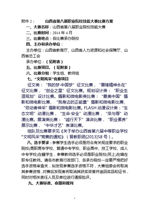 山西省第八届职业院校技能大赛比赛方案资料