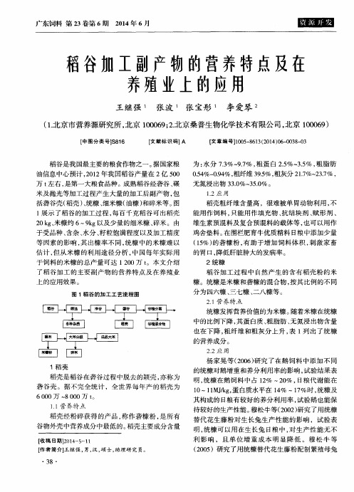 稻谷加工副产物的营养特点及在养殖业上的应用