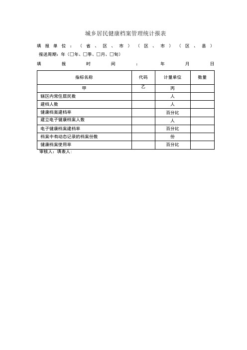 城乡居民健康档案管理统计报表