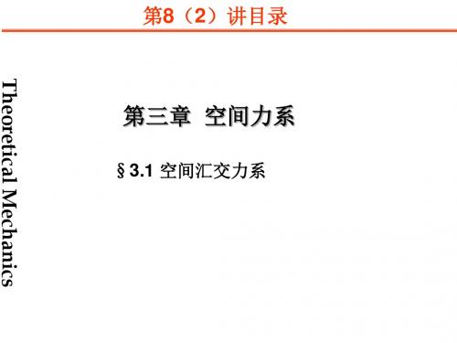 第三章   第8(2)、9、10讲 空间力投影、力对点之矩,汇交力系、力偶系