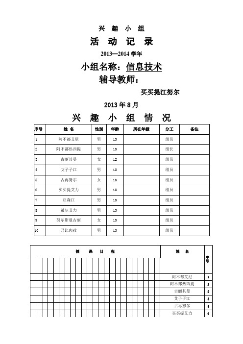 信息技术兴趣小组活动记录