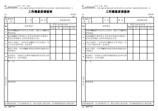 所有类别的工作满意度调查表