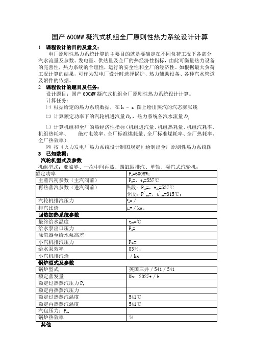 热力发电厂课程设计报告说明书