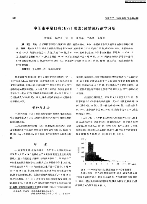 阜阳市手足口病(EV71感染)疫情流行病学分析