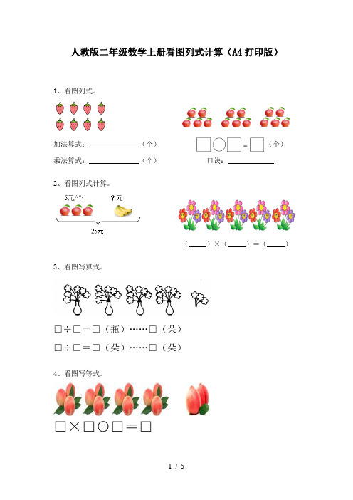 人教版二年级数学上册看图列式计算(A4打印版)