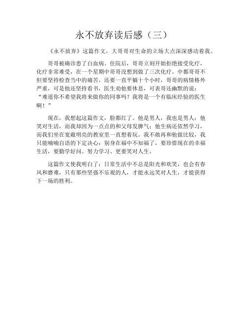 永不放弃读后感(三)