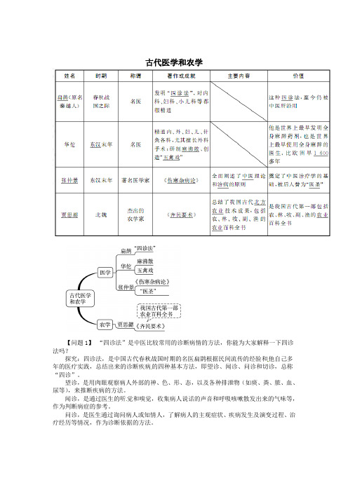 2018-2019学年度最新七年级历史上册 第五单元 第2课 古代医学和农学同步练习 中图版