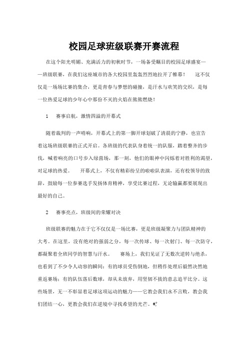 【学前教育】校园足球班级联赛开赛流程