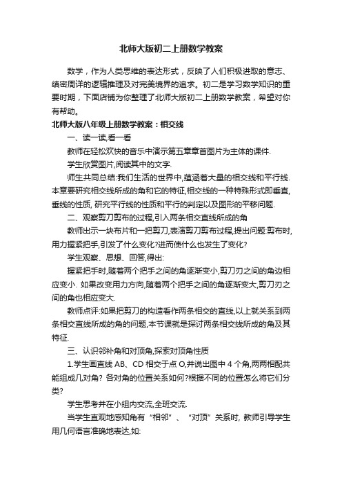 北师大版初二上册数学教案