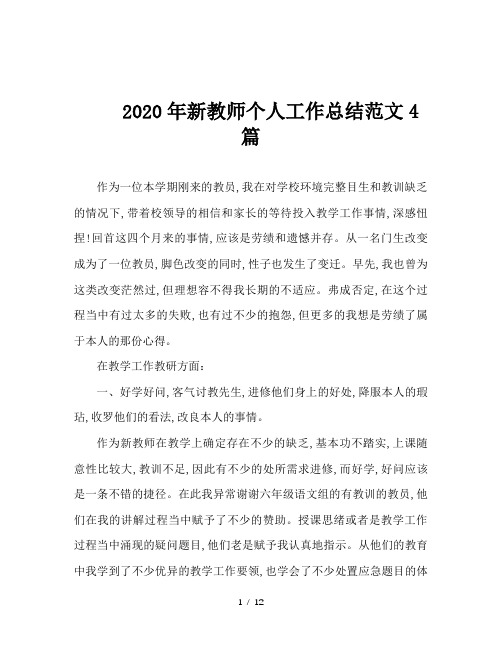 2020年新教师个人工作总结范文4篇