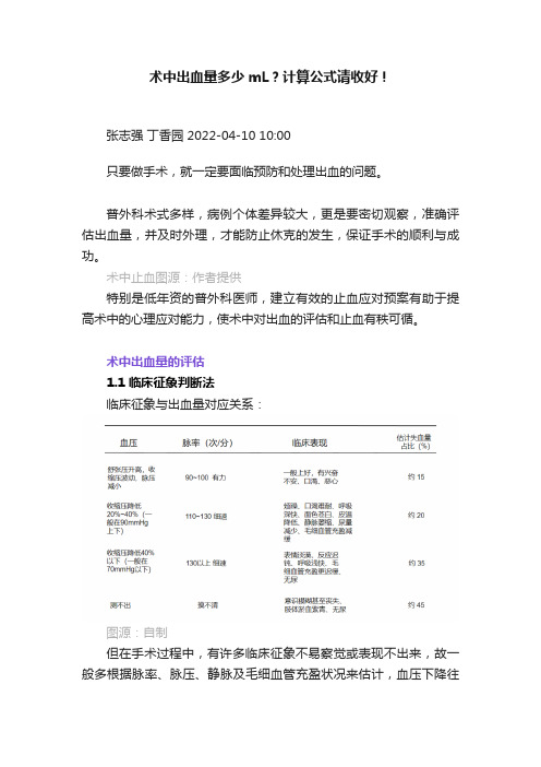 术中出血量多少mL？计算公式请收好！