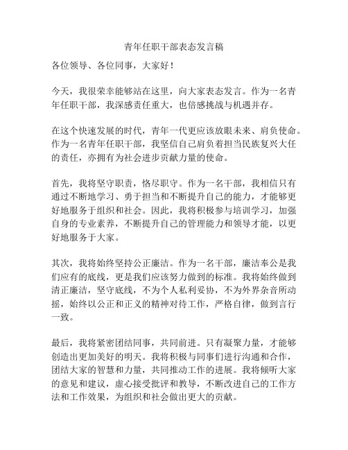 青年任职干部表态发言稿