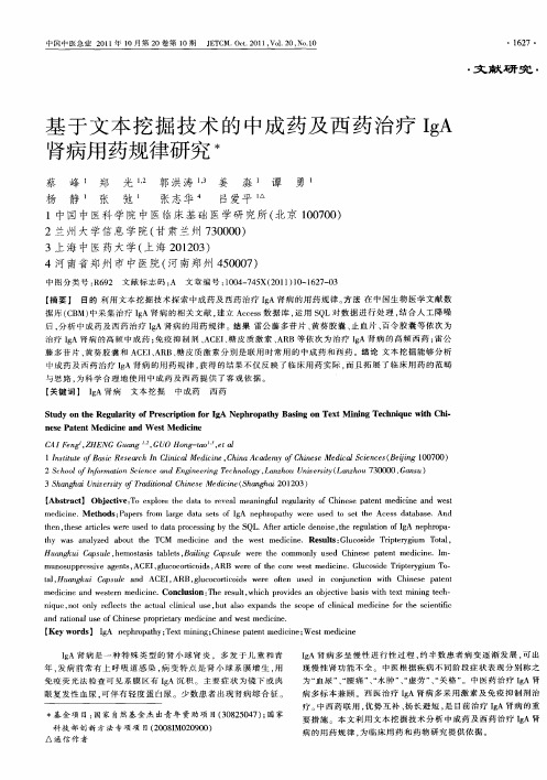 基于文本挖掘技术的中成药及西药治疗IgA肾病用药规律研究