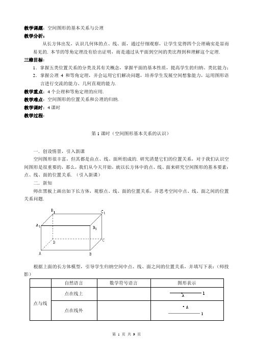 04空间图形的基本关系与公理