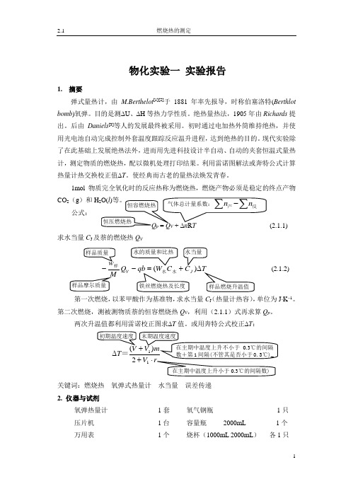 物化实验实验报告与数据分析