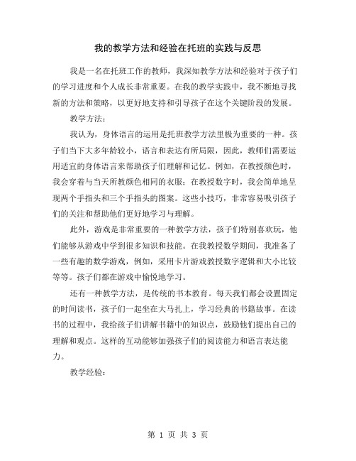 我的教学方法和经验在托班的实践与反思