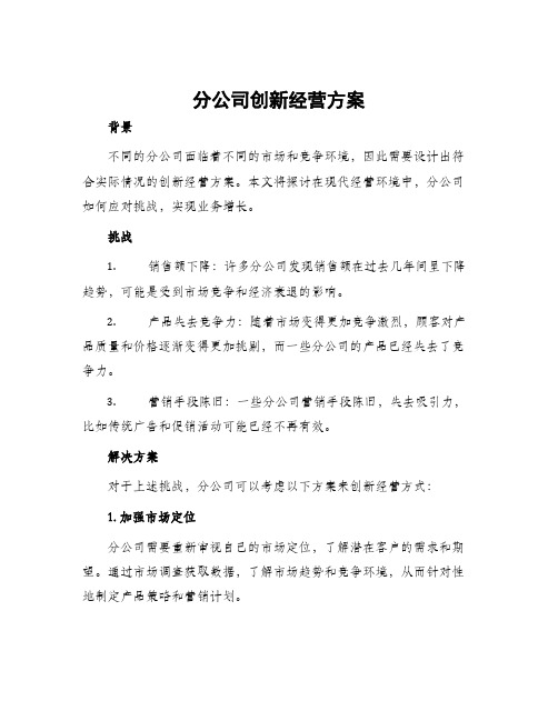 分公司创新经营方案