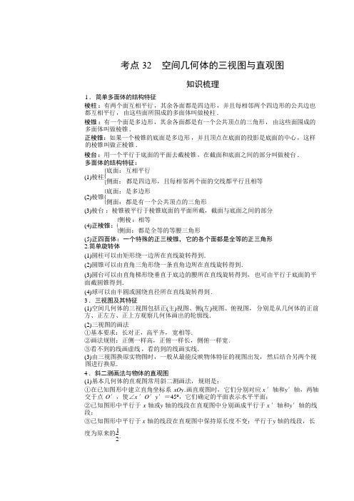 《新高考数学专题强化》考点32 空间几何体的三视图与直观图20200901