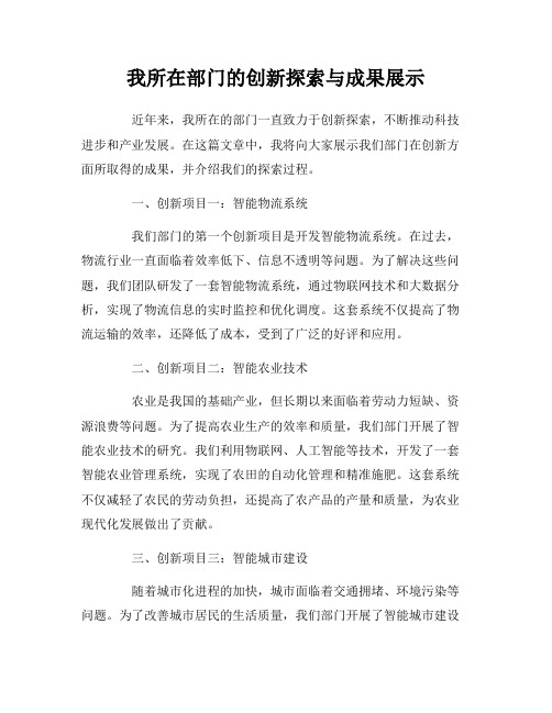 我所在部门的创新探索与成果展示