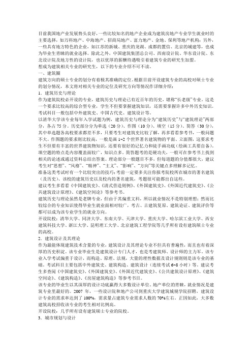 建筑方向专业设置精析