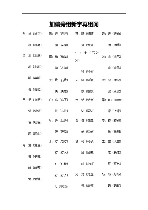 一年级下册语文复习资料--加偏旁组新字再组词、多音字