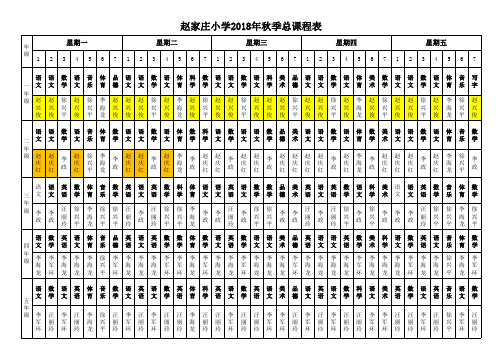 2018小学总课程表