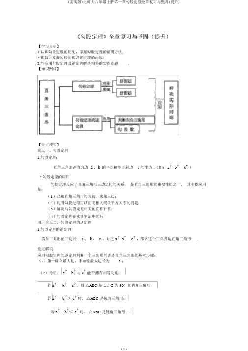 (完整版)北师大八年级上册第一章勾股定理全章复习与巩固(提高)