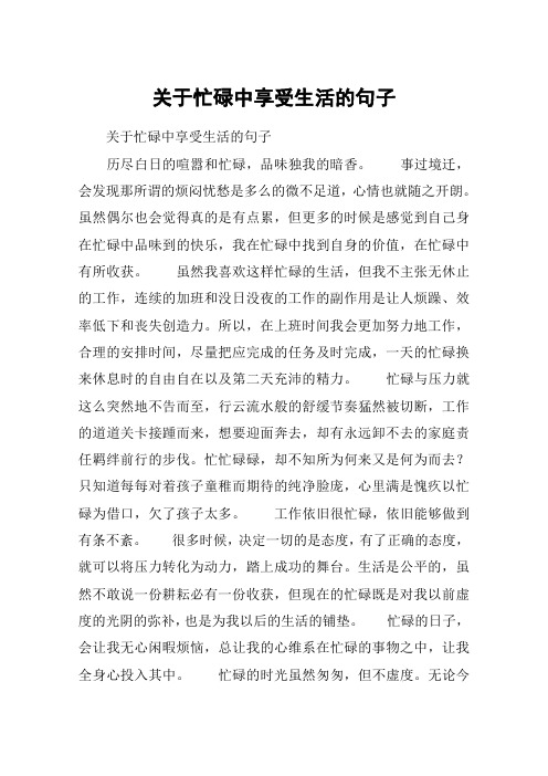 关于忙碌中享受生活的句子