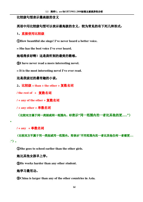 比较级句型表示最高级的含义