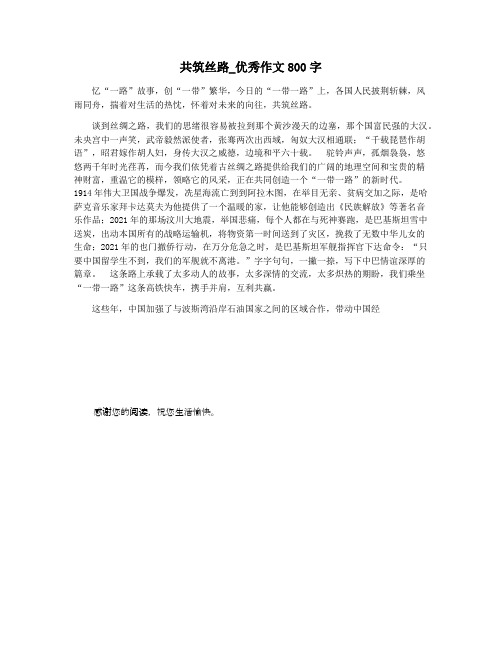 共筑丝路_优秀作文800字