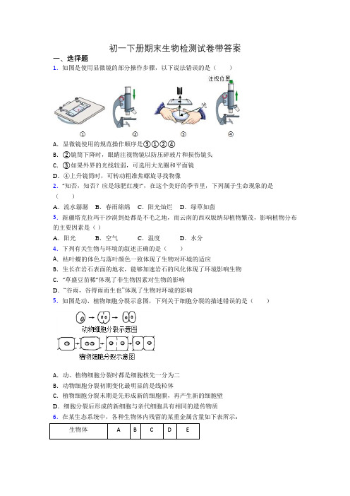 初一下册期末生物检测试卷带答案[001]