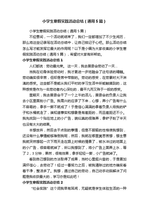 小学生寒假实践活动总结(通用5篇)