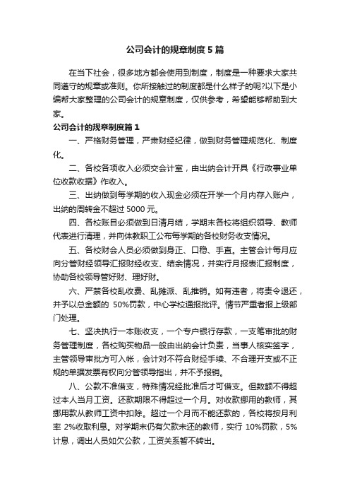 公司会计的规章制度5篇