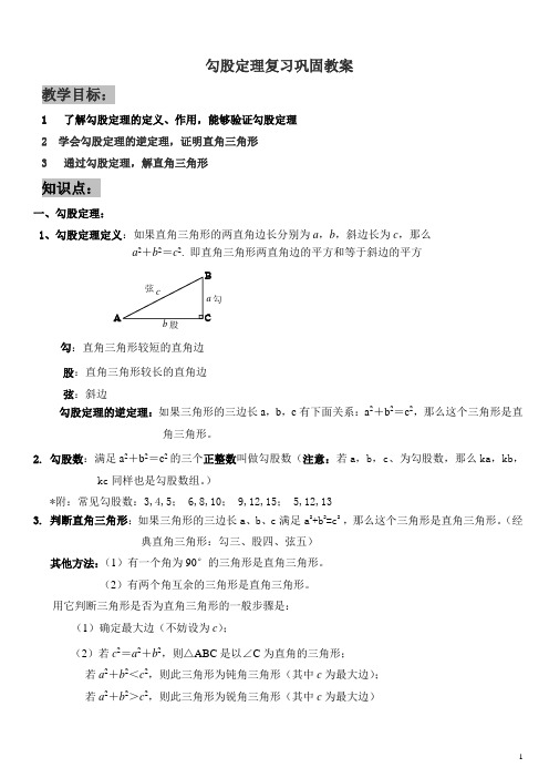 北师大版八年级勾股定理复习巩固教案[1]