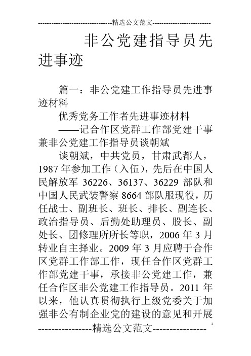 非公党建指导员先进事迹