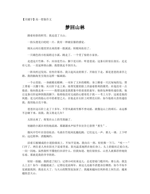 【高一想象作文】梦回山林